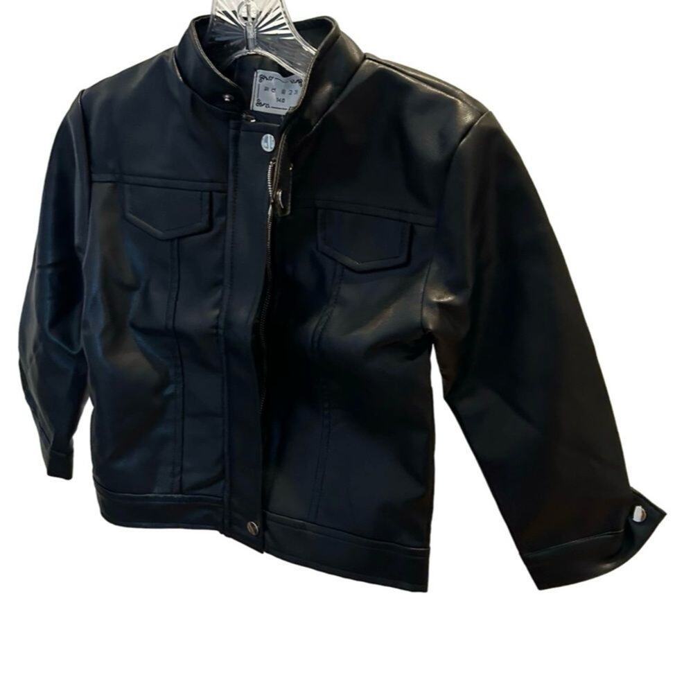 New size 7 kids boy girl pu leather jacket